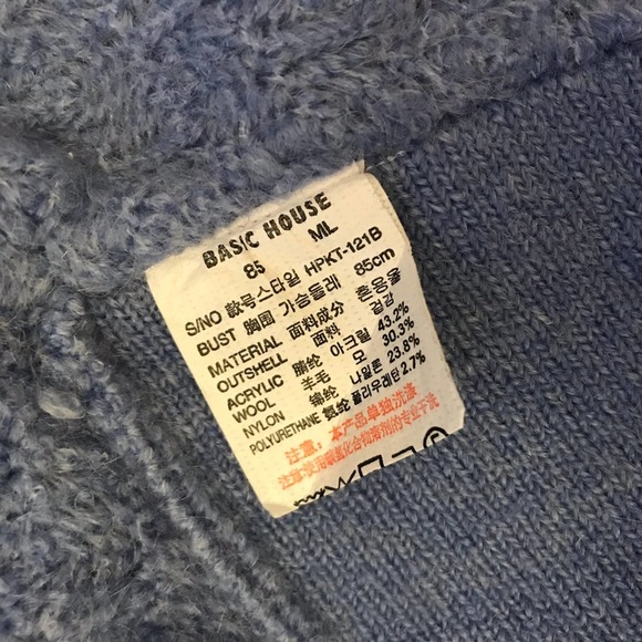 Basic House Oversized Light Blue Cardigan Sweater Size XS - Picture 6 of 6